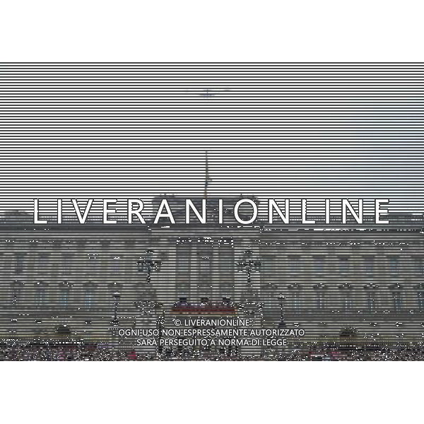 Aircraft flies over Buckingham Palace to mark the end of the annual Trooping of the Colour. Trooping the Colour ceremony, London, UK, 14th April 2014 ©PHOTOSHOT/Agenzia Aldo Liverani Sas - ITALY ONLY - EDITORIAL USE ONLY