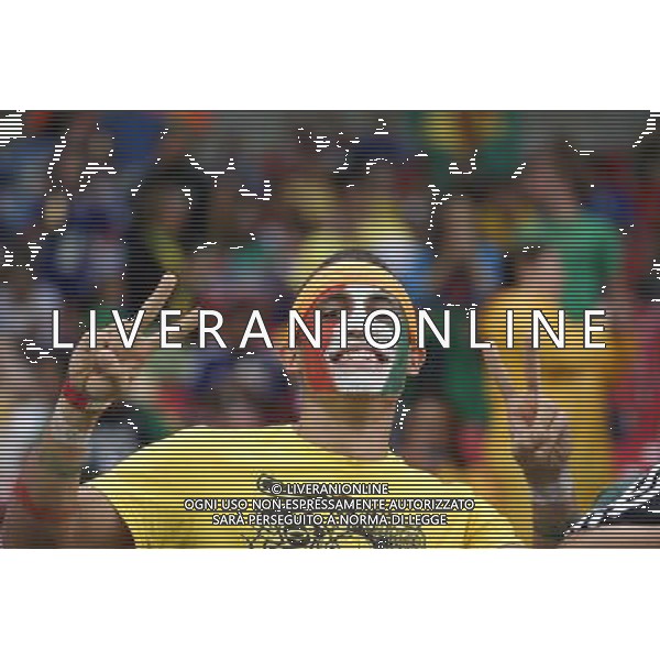 (140614) -- RECIFE, June 14, 2014 (Xinhua) -- A Cote d\'Ivoire\'s fan poses before a Group C match between Cote d\'Ivoire and Japan of 2014 FIFA World Cup at the Arena Pernambuco Stadium in Recife, Brazil, June 14, 2014. (Xinhua/Yang Lei)(pcy) ©PHOTOSHOT/Agenzia Aldo Liverani Sas - ITALY ONLY - EDITORIAL USE ONLY - Costa d\'Avorio Vs Giappone partita del Gruppo C della coppa del mondo 2014 FIFA World Cup Stadium Arena Pernambuco a Recife, in Brasile, 14 giugno 2014