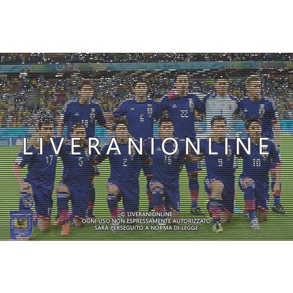 (140614) -- RECIFE, June 14, 2014 () -- Japan\'s national team players pose for a group photo before a Group C match between Cote d\'Ivoire and Japan of 2014 FIFA World Cup at the Arena Pernambuco Stadium in Recife, Brazil, June 14, 2014. (/Yang Lei)(pcy) ©PHOTOSHOT/Agenzia Aldo Liverani Sas - ITALY ONLY - EDITORIAL USE ONLY - Costa d\'Avorio Vs Giappone partita del Gruppo C della coppa del mondo 2014 FIFA World Cup Stadium Arena Pernambuco a Recife, in Brasile, 14 giugno 2014