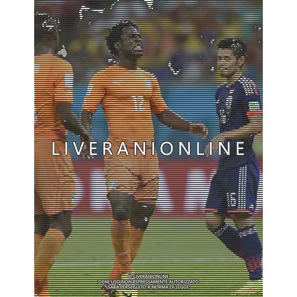 (140614) -- RECIFE, June 14, 2014 () -- Cote d\'Ivoire\'s Wilfried Bony (C) reacts during a Group C match between Cote d\'Ivoire and Japan of 2014 FIFA World Cup at the Arena Pernambuco Stadium in Recife, Brazil, June 14, 2014. (/Yang Lei)(pcy) ©PHOTOSHOT/Agenzia Aldo Liverani Sas - ITALY ONLY - EDITORIAL USE ONLY - Costa d\'Avorio Vs Giappone partita del Gruppo C della coppa del mondo 2014 FIFA World Cup Stadium Arena Pernambuco a Recife, in Brasile, 14 giugno 2014