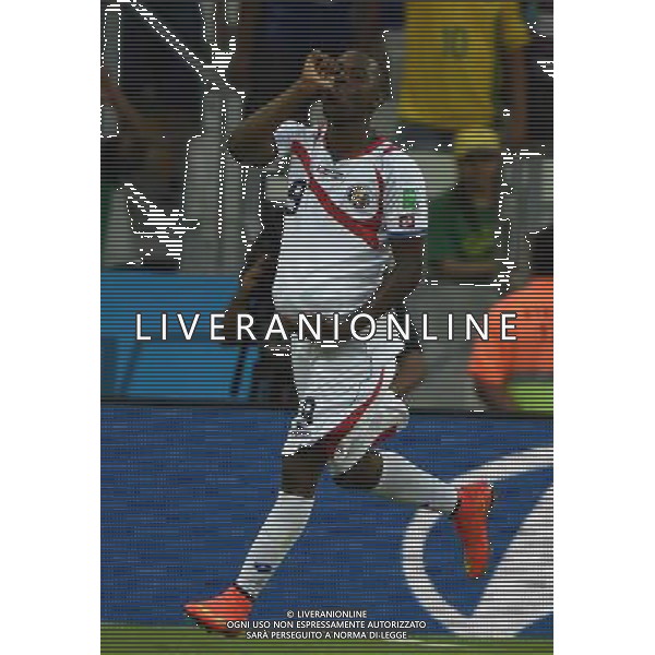 (140614) -- FORTALEZA, June 14, 2014 () -- Costa Rica\'s Joel Campbell celebrates his goal during a Group D match between Uruguay and Costa Rica of 2014 FIFA World Cup at the Estadio Castelao Stadium in Fortaleza, Brazil, June 14, 2014. (/Guo Yong)(rh) ©PHOTOSHOT/Agenzia Aldo Liverani sas - ITALY ONLY - EDITORIAL USE ONLY - Uruguay vs Costa Rica partita del Gruppo D della Coppa del mondo FIFA 2014 Castelao stadio Estadio a Fortaleza, in Brasile, 14 Giugno 2014