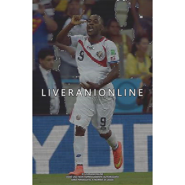 (140614) -- FORTALEZA, June 14, 2014 () -- Costa Rica\'s Joel Campbell celebrates his goal during a Group D match between Uruguay and Costa Rica of 2014 FIFA World Cup at the Estadio Castelao Stadium in Fortaleza, Brazil, June 14, 2014. (/Guo Yong)(rh) ©PHOTOSHOT/Agenzia Aldo Liverani sas - ITALY ONLY - EDITORIAL USE ONLY - Uruguay vs Costa Rica partita del Gruppo D della Coppa del mondo FIFA 2014 Castelao stadio Estadio a Fortaleza, in Brasile, 14 Giugno 2014