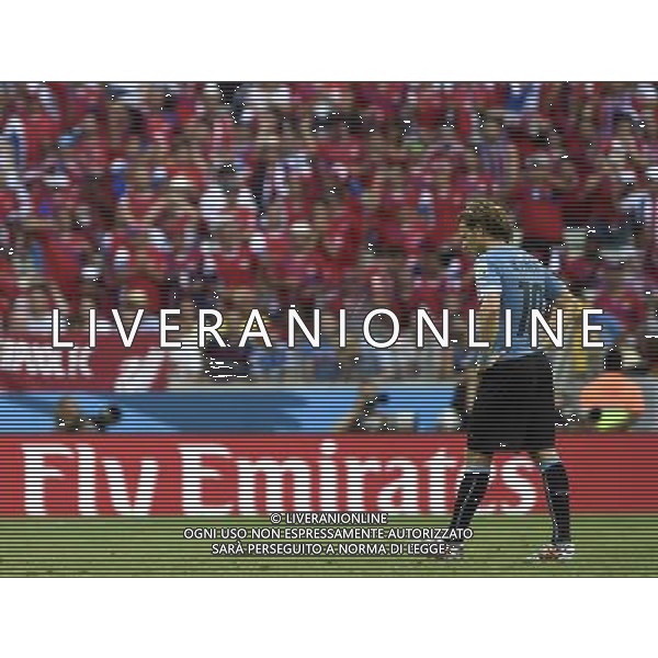 (140614) -- FORTALEZA, June 14, 2014 () -- Uruguay\'s Diego Forlan reacts during a Group D match between Uruguay and Costa Rica of 2014 FIFA World Cup at the Estadio Castelao Stadium in Fortaleza, Brazil, June 14, 2014. (/Lui Siu Wai)(pcy) ©PHOTOSHOT/Agenzia Aldo Liverani sas - ITALY ONLY - EDITORIAL USE ONLY - Uruguay vs Costa Rica partita del Gruppo D della Coppa del mondo FIFA 2014 Castelao stadio Estadio a Fortaleza, in Brasile, 14 Giugno 2014