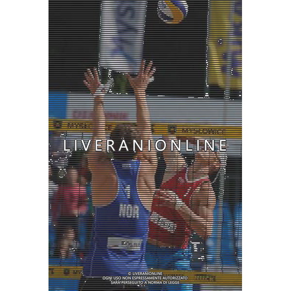 15.06.2014 , Myslowice , Slupna , siatkowka plazowa , Mistrzostwa Swiata U23 , Kosiak , Rudol (czerwone) Tvinde , Mol (niebieskie) N/Z Hendrik Mol , Maciej Rudol Fot. Karol Bartnik / MPAimages.com / Newspix.pl --- Newspix.pl World Championships in beach volleyball U23 AG ALDO LIVERANI SAS ONLY ITALY *** Local Caption *** www.newspix.pl mail us: info@newspix.pl call us: 0048 022 23 22 222 --- Polish Picture Agency by Ringier Axel Springer Poland