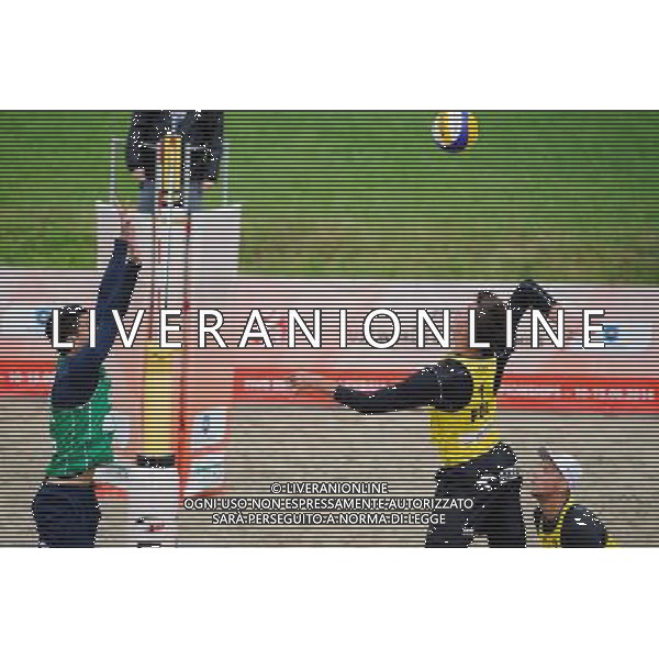 14.06.2014 , Myslowice , Slupna , siatkowka plazowa , Mistrzostwa Swiata U23 , Losiak , Bryl (zolte) Alliso , Guto Carvalhaes (zielone) N/Z Allison , Michal Bryl Fot. Karol Bartnik / MPAimages.com / Newspix.pl --- Newspix.pl World Championships in beach volleyball U23 AG ALDO LIVERANI SAS ONLY ITALY *** Local Caption *** www.newspix.pl mail us: info@newspix.pl call us: 0048 022 23 22 222 --- Polish Picture Agency by Ringier Axel Springer Poland