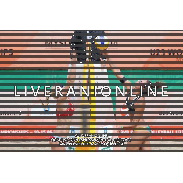 14.06.2014 , Myslowice , Slupna , siatkowka plazowa , Mistrzostwa Swiata U23 , Larid , Artacho (czarne) Hughes , Woolever (czerwone) N/Z Sara Hughes , Mariafe Artacho Fot. Karol Bartnik / MPAimages.com / Newspix.pl --- Newspix.pl World Championships in beach volleyball U23 AG ALDO LIVERANI SAS ONLY ITALY *** Local Caption *** www.newspix.pl mail us: info@newspix.pl call us: 0048 022 23 22 222 --- Polish Picture Agency by Ringier Axel Springer Poland