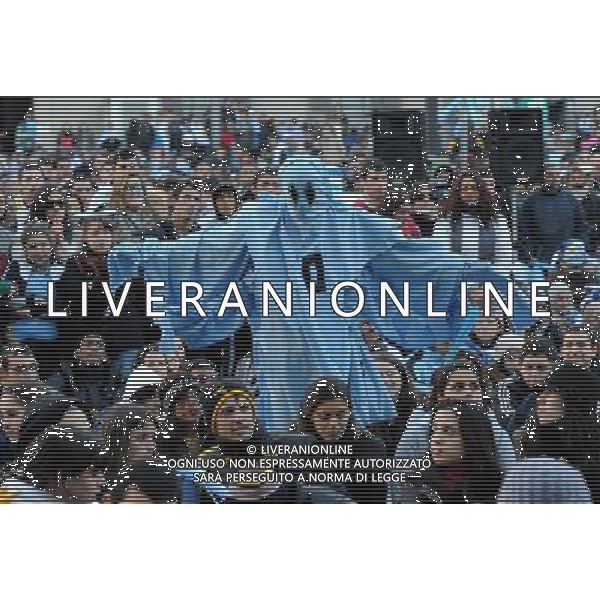 (140614) -- MONTEVIDEO, June 14, 2014 () -- Uruguay\'s fans react while watching a Group D match between Uruguay and Costa Rica of 2014 FIFA World Cup on a screen in Montevideo, capital of Uruguay, on June 14, 2014. Costa Rica won 3-1 over Uruguay on Saturday.(/Nicolas Celaya)(pcy) AG ALDO LIVERANI SAS ONLY ITALY