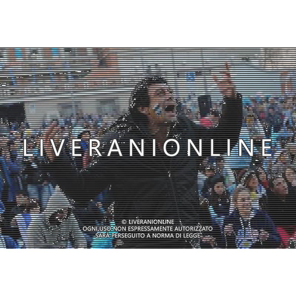 (140614) -- MONTEVIDEO, June 14, 2014 () -- An Uruguay\'s fan reacts while watching a Group D match between Uruguay and Costa Rica of 2014 FIFA World Cup on a screen in Montevideo, capital of Uruguay, on June 14, 2014. Costa Rica won 3-1 over Uruguay on Saturday.(/Nicolas Celaya)(pcy) AG ALDO LIVERANI SAS ONLY ITALY