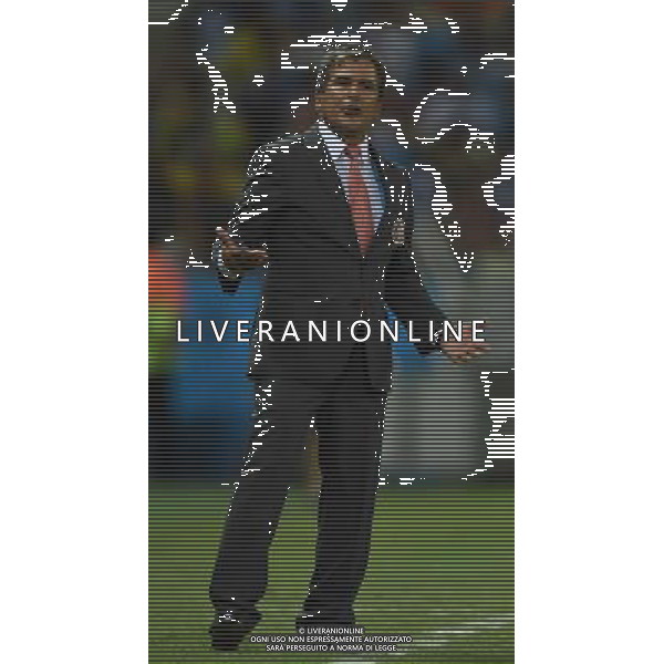 (140614) -- FORTALEZA, June 14, 2014 () -- Costa Rica\'s coach Jorge Luis Pinto reacts during a Group D match between Uruguay and Costa Rica of 2014 FIFA World Cup in the Estadio Castelao Stadium in Fortaleza, Brazil, June 14, 2014. Costa Rica won 3-1 over Uruguay on Saturday. (/Guo Yong)(rh) AG ALDO LIVERANI SAS ONLY ITALY