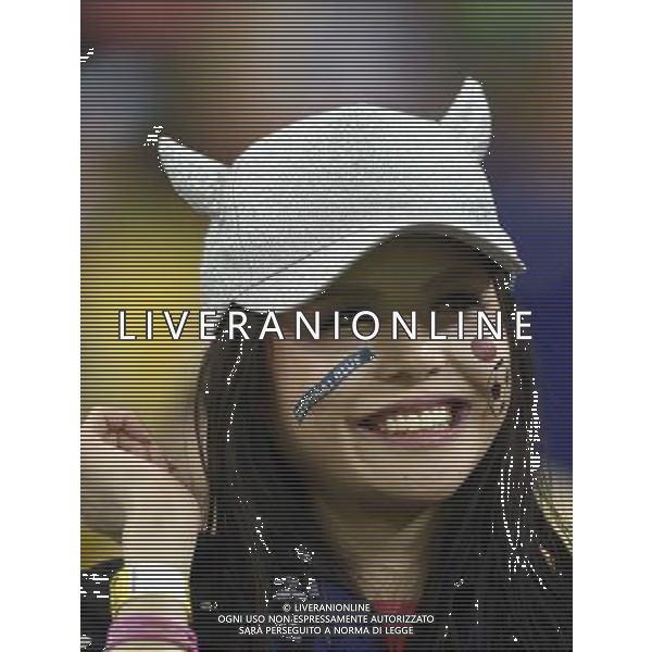 (140614) -- RECIFE, June 14, 2014 () -- A Japan\'s fan is seen before a Group C match between Cote d\'Ivoire and Japan of 2014 FIFA World Cup at the Arena Pernambuco Stadium in Recife, Brazil, June 14, 2014. (/Yang Lei)(pcy) ©PHOTOSHOT/Agenzia Aldo Liverani sas - ITALY ONLY - EDITORIAL USE ONLY - Costa d\'Avorio Vs Giappone partita del Gruppo C della coppa del mondo 2014 FIFA World Cup Stadium Arena Pernambuco a Recife, in Brasile, 14 giugno 2014
