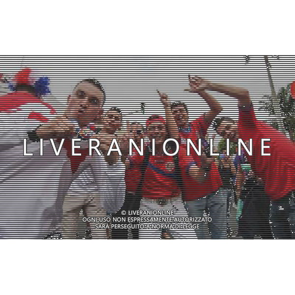 (140614) -- SAN JOSE, June 14, 2014 () -- Costa Rica?s fans celebrate after watching a Group D match between Uruguay and Costa Rica of 2014 FIFA World Cup on a screen in San Jose, capital of Costa Rica, on June 14, 2014. Costa Rica won 3-1 over Uruguay on Saturday.(/Jeffrey Zamora/La Nacion)(pcy) COSTA RICA OUT ***EDITORIAL USE ONLY*** ***NO ARCHIVE- NO SALES*** ©PHOTOSHOT/Agenzia Aldo Liverani sas - ITALY ONLY - EDITORIAL USE ONLY - Uruguay vs Costa Rica partita del Gruppo D della Coppa del mondo FIFA 2014 Castelao stadio Estadio a Fortaleza, in Brasile, 14 Giugno 2014