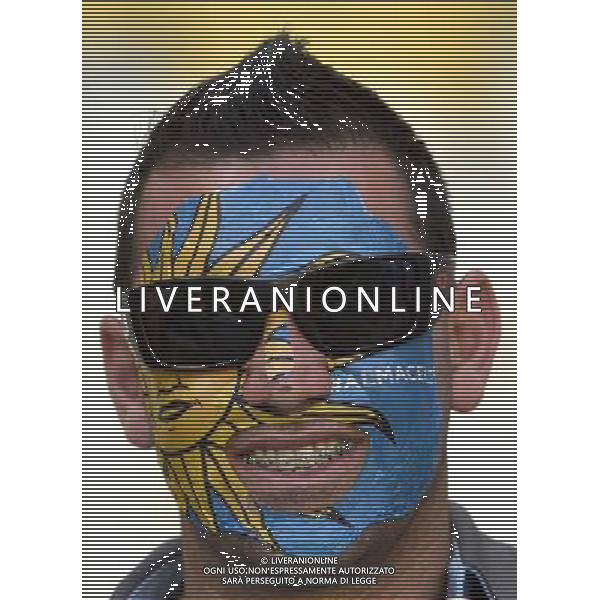 (140614) -- FORTALEZA, June 14, 2014 () ®C An Uruguay\'s fan poses before a Group D match between Uruguay and Costa Rica of 2014 FIFA World Cup at the Estadio Castelao Stadium in Fortaleza, Brazil, June 14, 2014. (/Lui Siu Wai)(pcy) ©PHOTOSHOT/Agenzia Aldo Liverani sas - ITALY ONLY - EDITORIAL USE ONLY - Uruguay vs Costa Rica partita del Gruppo D della Coppa del mondo FIFA 2014 Castelao stadio Estadio a Fortaleza, in Brasile, 14 Giugno 2014