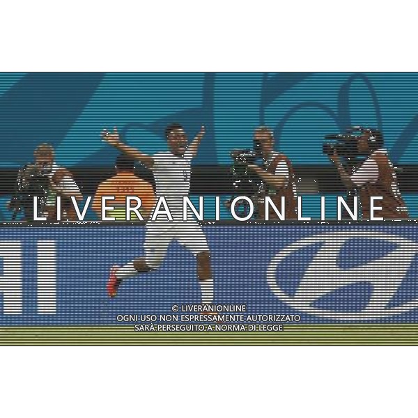 (140614) -- MANAUS, June 14, 2014 () -- England\'s Daniel Sturridge celebrates the goal during a Group D match between England and Italy of 2014 FIFA World Cup in the Arena Amazonia Stadium in Manaus, Brazil, June 14, 2014. (/Wang Lili)(rh) ©PHOTOSHOT/Agenzia Aldo Liverani sas - ITALY ONLY - EDITORIAL USE ONLY - Italia - Inghilterra partita del Gruppo D coppa del mondo 2014 FIFA World Cup Stadio all\'Arena Amazzonia a Manaus, Brasile, 14 giugno 2014