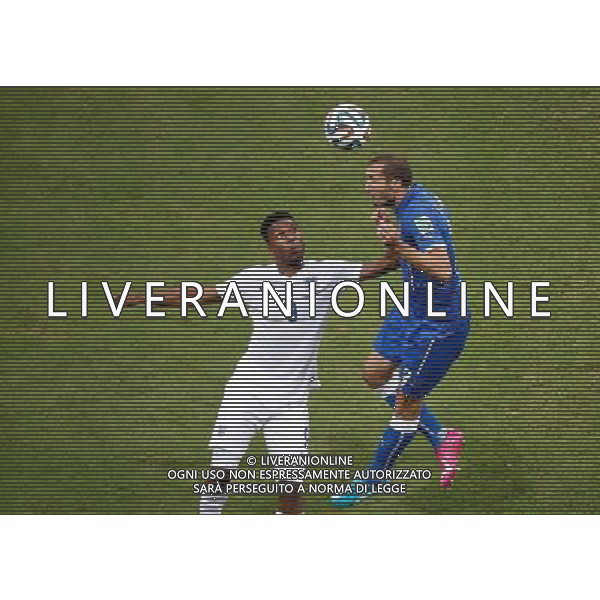 (140614) -- MANAUS, June 14, 2014 () -- England\'s Daniel Sturridge (L) comeptes with Italy\'s Giorgio Chiellini for a headball during a Group D match between England and Italy of 2014 FIFA World Cup at the Arena Amazonia Stadium in Manaus, Brazil, June 14, 2014. (/Liao Yujie)(pcy) ©PHOTOSHOT/Agenzia Aldo Liverani sas - ITALY ONLY - EDITORIAL USE ONLY - Italia - Inghilterra partita del Gruppo D coppa del mondo 2014 FIFA World Cup Stadio all\'Arena Amazzonia a Manaus, Brasile, 14 giugno 2014