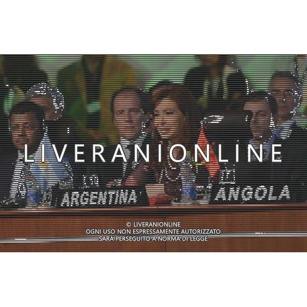 (140616) -- SANTA CRUZ, June 16, 2014 () -- Argentina\'s President Cristina Fernandez (Front), attends the plenary session of G77+China Summit, in Santa Cruz, Bolivia, on June 15, 2014. (/TELAM)(ctt) ©PHOTOSHOT/Agenzia Aldo Liverani sas - ITALY ONLY - EDITORIAL USE ONLY - Vertice Cina + G77 a Santa Cruz, in Bolivia, il 15 giugno 2014