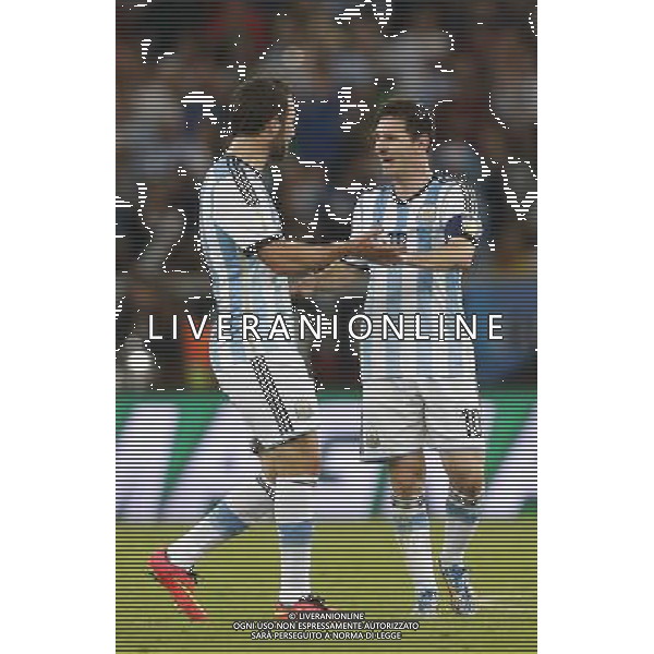 (140615) -- RIO DE JANEIRO, June 15, 2014 () -- Argentina\'s Lionel Messi (R) celebrates the goal during a Group F match between Argentina and Bosnia and Herzegovina of 2014 FIFA World Cup at the Estadio de Maracana Stadium in Rio de Janeiro, Brazil, June 15, 2014. (/Wang Lili) ©photoshot/Agenzia Aldo Liverani sas - ITALY ONLY - Argentina - Bosnia Erzegovina partita del Gruppo F Coppa del Mondo 2014 FIFA World Cup allo Stadio Maracana\' Stadium di Rio de Janeiro, in Brasile, 15 giugno 2014