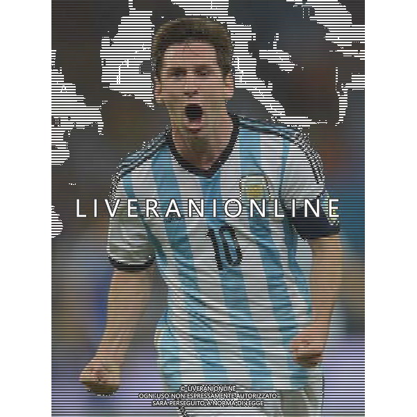 (140615) -- RIO DE JANEIRO, June 15, 2014 () -- Argentina\'s Lionel Messi celebrates for his goal during a Group F match between Argentina and Bosnia and Herzegovina of 2014 FIFA World Cup at the Estadio de Maracana Stadium in Rio de Janeiro, Brazil, June 15, 2014. (/Wang Yuguo)(pcy) ©photoshot/Agenzia Aldo Liverani sas - ITALY ONLY - Argentina - Bosnia Erzegovina partita del Gruppo F Coppa del Mondo 2014 FIFA World Cup allo Stadio Maracana\' Stadium di Rio de Janeiro, in Brasile, 15 giugno 2014