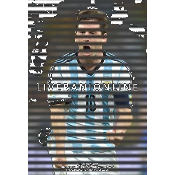 (140615) -- RIO DE JANEIRO, June 15, 2014 () -- Argentina\'s Lionel Messi celebrates for his goal during a Group F match between Argentina and Bosnia and Herzegovina of 2014 FIFA World Cup at the Estadio de Maracana Stadium in Rio de Janeiro, Brazil, June 15, 2014. (/Wang Yuguo)(pcy) ©photoshot/Agenzia Aldo Liverani sas - ITALY ONLY - Argentina - Bosnia Erzegovina partita del Gruppo F Coppa del Mondo 2014 FIFA World Cup allo Stadio Maracana\' Stadium di Rio de Janeiro, in Brasile, 15 giugno 2014