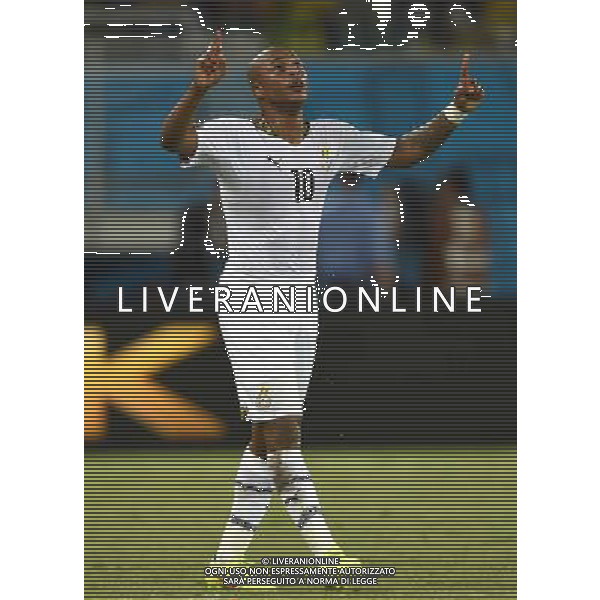 (140616) -- NATAL, June 16, 2014 () -- Ghana\'s Andre Ayew celebrates the goal during a Group G match between Ghana and U.S. of 2014 FIFA World Cup at the Estadio das Dunas Stadium in Natal, Brazil, June 16, 2014. (/Guo Yong)(rh) AG ALDO LIVERANI SAS ONLY ITALY