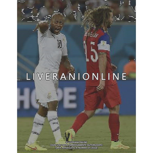 (140616) -- NATAL, June 16, 2014 () -- Ghana\'s Andre Ayew (L) reacts during a Group G match between Ghana and U.S. of 2014 FIFA World Cup at the Estadio das Dunas Stadium in Natal, Brazil, June 16, 2014. (/Lui Siu Wai)(pcy) AG ALDO LIVERANI SAS ONLY ITALY