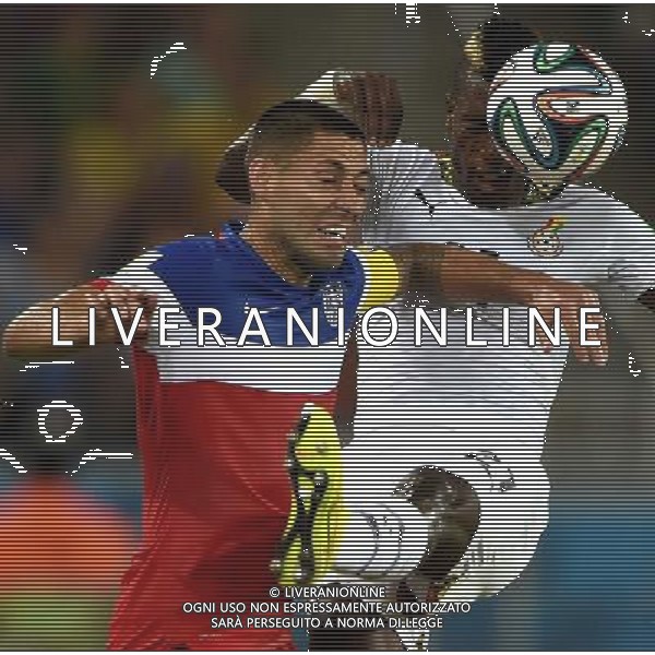 (140616) -- NATAL, June 16, 2014 () -- Ghana\'s John Boye vies with Clint Dempsey of U.S. during a Group G match between Ghana and U.S. of 2014 FIFA World Cup at the Estadio das Dunas Stadium in Natal, Brazil, June 16, 2014. (/Guo Yong)(rh) AG ALDO LIVERANI SAS ONLY ITALY