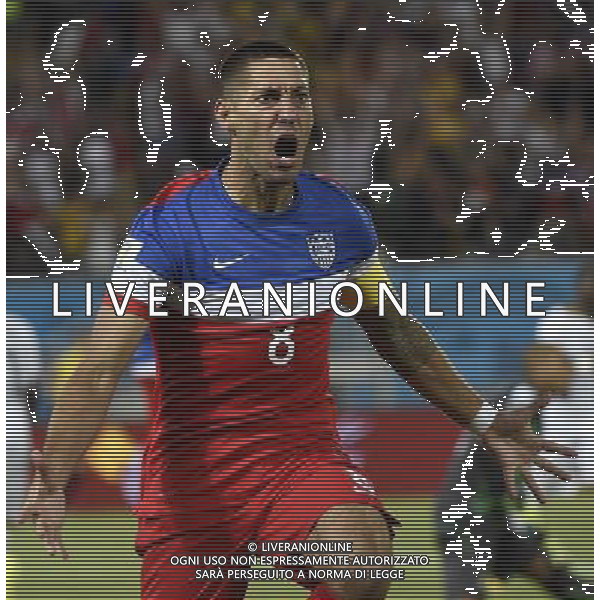 (140616) -- NATAL, June 16, 2014 () -- Clint Dempsey of U.S. celebrates for his goal during a Group G match between Ghana and U.S. of 2014 FIFA World Cup at the Estadio das Dunas Stadium in Natal, Brazil, June 16, 2014. (/Lui Siu Wai)(pcy) AG ALDO LIVERANI SAS ONLY ITALY