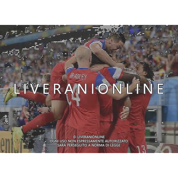 (140616) -- NATAL, June 16, 2014 () -- Players of U.S. celebrate for Clint Dempsey\'s goal during a Group G match between Ghana and U.S. of 2014 FIFA World Cup at the Estadio das Dunas Stadium in Natal, Brazil, June 16, 2014. (/Lui Siu Wai)(pcy) AG ALDO LIVERANI SAS ONLY ITALY