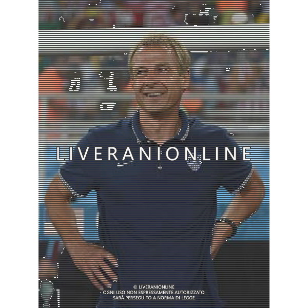 (140616) -- NATAL, June 16, 2014 () -- Coach of U.S. Jurgen Klinsmann reacts during a Group G match between Ghana and U.S. of 2014 FIFA World Cup at the Estadio das Dunas Stadium in Natal, Brazil, June 16, 2014. (/Guo Yong)(rh) AG ALDO LIVERANI SAS ONLY ITALY