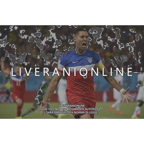 (140616) -- NATAL, June 16, 2014 () -- Clint Dempsey of U.S. celebrates for his goal during a Group G match between Ghana and U.S. of 2014 FIFA World Cup at the Estadio das Dunas Stadium in Natal, Brazil, June 16, 2014. (/Lui Siu Wai)(pcy) AG ALDO LIVERANI SAS ONLY ITALY
