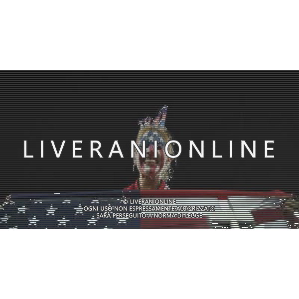 (140616) -- NATAL, June 16, 2014 () -- A Fan of U.S. poses before a Group G match between Ghana and U.S. of 2014 FIFA World Cup at the Estadio das Dunas Stadium in Natal, Brazil, June 16, 2014. (/Lui Siu Wai)(pcy) AG ALDO LIVERANI SAS ONLY ITALY