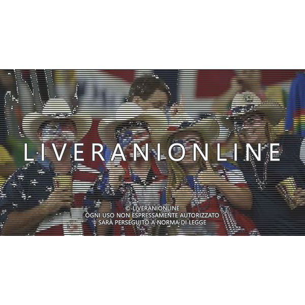 (140616) -- NATAL, June 16, 2014 () -- Fans of U.S. are seen before a Group G match between Ghana and U.S. of 2014 FIFA World Cup at the Estadio das Dunas Stadium in Natal, Brazil, June 16, 2014. (/Lui Siu Wai)(pcy) AG ALDO LIVERANI SAS ONLY ITALY