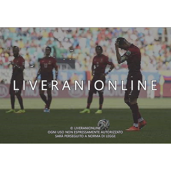 (140616) -- SALVADOR, June 16, 2014 () -- Portugal\'s Cristiano Ronaldo (1st R) reacts during a Group G match between Germany and Portugal of 2014 FIFA World Cup at the Arena Fonte Nova Stadium in Salvador, Brazil, June 16, 2014. Germany won 4-0 over Portugal on Monday.(/Qi Heng)(rh) AG ALDO LIVERANI SAS ONLY ITALY