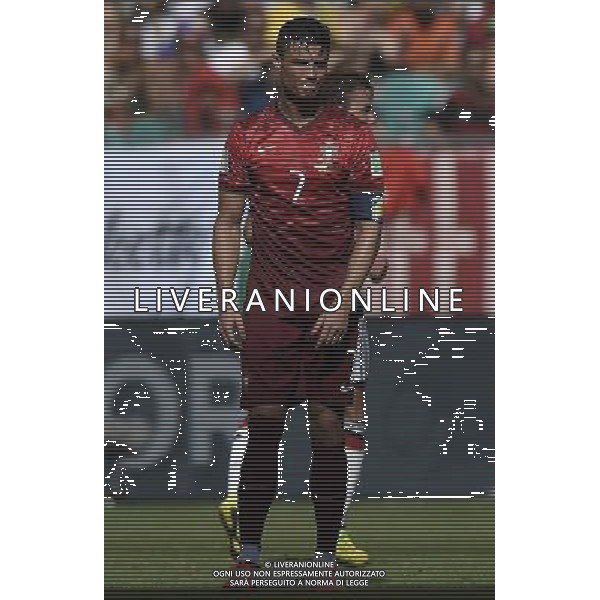 (140616) -- SALVADOR, June 16, 2014 () -- Portugal\'s Cristiano Ronaldo reacts during a Group G match between Germany and Portugal of 2014 FIFA World Cup at the Arena Fonte Nova Stadium in Salvador, Brazil, June 16, 2014. Germany won 4-0 over Portugal on Monday.(/Qi Heng)(rh) AG ALDO LIVERANI SAS ONLY ITALY