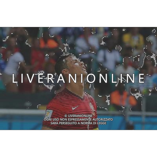 (140616) -- SALVADOR, June 16, 2014 () -- Portugal\'s Cristiano Ronaldo reacts during a Group G match between Germany and Portugal of 2014 FIFA World Cup at the Arena Fonte Nova Stadium in Salvador, Brazil, June 16, 2014. Germany won 4-0 over Portugal on Monday.(/Cao Can)(rh) AG ALDO LIVERANI SAS ONLY ITALY