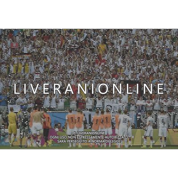 (140616) -- SALVADOR, June 16, 2014 () -- Fans of Germany cheer for their team at the end of a Group G match between Germany and Portugal of 2014 FIFA World Cup at the Arena Fonte Nova Stadium in Salvador, Brazil, June 16, 2014. Germany won 4-0 over Portugal on Monday.(/Yang Lei)(xzj) AG ALDO LIVERANI SAS ONLY ITALY