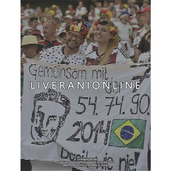 (140616) -- SALVADOR, June 16, 2014 () -- Germany\'s fans pose before a Group G match between Germany and Portugal of 2014 FIFA World Cup at the Arena Fonte Nova Stadium in Salvador, Brazil, June 16, 2014. (/Qi Heng)(pcy) AG ALDO LIVERANI SAS ONLY ITALY