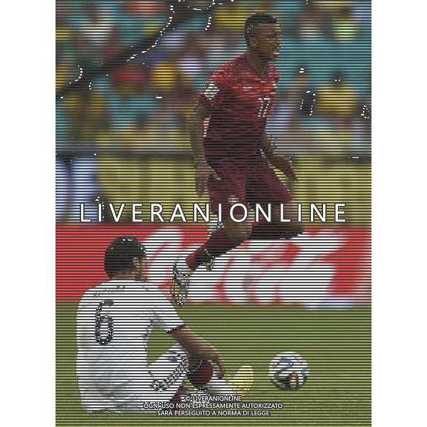 (140616) -- SALVADOR, June 16, 2014 () -- Portugal\'s Nani (up) reacts during a Group G match between Germany and Portugal of 2014 FIFA World Cup at the Arena Fonte Nova Stadium in Salvador, Brazil, June 16, 2014. (/Yang Lei)(xzj) AG ALDO LIVERANI SAS ONLY ITALY