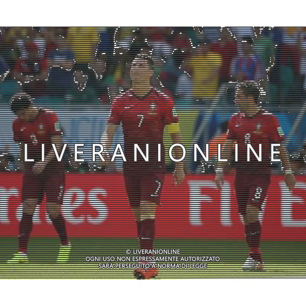 (140616) -- SALVADOR, June 16, 2014 () -- Portugal\'s Cristiano Ronaldo (C) reacts during a Group G match between Germany and Portugal of 2014 FIFA World Cup at the Arena Fonte Nova Stadium in Salvador, Brazil, June 16, 2014. (/Cao Can)(pcy) AG ALDO LIVERANI SAS ONLY ITALY