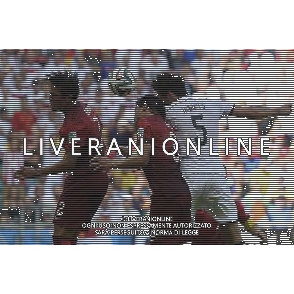 (140616) -- SALVADOR, June 16, 2014 () -- Germany\'s Mats Hummels (R) scores a header goal during a Group G match between Germany and Portugal of 2014 FIFA World Cup at the Arena Fonte Nova Stadium in Salvador, Brazil, June 16, 2014. (/Qi Heng)(pcy) AG ALDO LIVERANI SAS ONLY ITALY