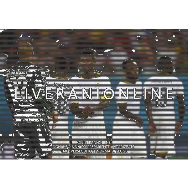 (140616) -- NATAL, June 16, 2014 () -- Ghana\'s players react after a Group G match between Ghana and U.S. of 2014 FIFA World Cup at the Estadio das Dunas Stadium in Natal, Brazil, June 16, 2014. U.S. won 2-1 over Ghana on Monday. (/Guo Yong)(rh) AG ALDO LIVERANI SAS ONLY ITALY