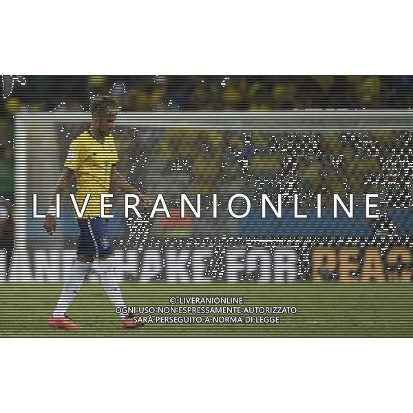 (140617) -- FORTALEZA, June 17, 2014 () -- Brazil\'s Neymar reacts after a Group A match between Brazil and Mexico of 2014 FIFA World Cup at the Estadio Castelao Stadium in Fortaleza, Brazil, June 17, 2014. The match concluded 0-0. (/Lui Siu Wai)(xzj) AG ALDO LIVERANI SAS ONLY ITALY