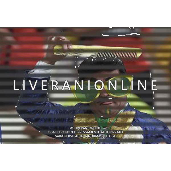 (140617) -- FORTALEZA, June 17, 2014 () -- A Brazil\'s fan waits for a Group A match between Brazil and Mexico of 2014 FIFA World Cup at the Estadio Castelao Stadium in Fortaleza, Brazil, June 17, 2014.(/Guo Yong)(rh) AG ALDO LIVERANI SAS ONLY ITALY