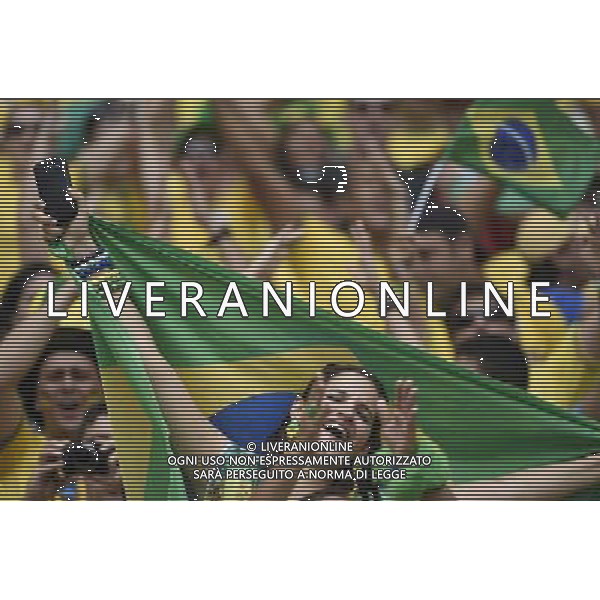 (140617) -- FORTALEZA, June 17, 2014 () -- Fans of team Brazil cheer prior to a Group A match between Brazil and Mexico of 2014 FIFA World Cup at the Estadio Castelao Stadium in Fortaleza, Brazil, June 17, 2014.(/Lui Siu Wai)(xzj) AG ALDO LIVERANI SAS ONLY ITALY