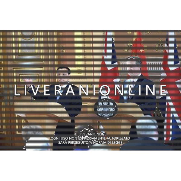 (140617) -- LONDON, June 17, 2014 () -- Chinese Premier Li Keqiang (L) and British Prime Minister David Cameron hold a joint press conference after their annual meeting in London, Britain, June 17, 2014. (/Li Tao) (wjq) AG ALDO LIVERANI SAS ONLY ITALY