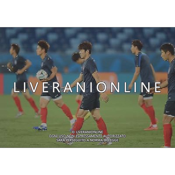 (140616) -- CUIABA, June 16, 2014 () -- Korea Republic\'s Park Jung-Woo (C) attends a training session of 2014 FIFA World Cup at the Arena Pantanal Stadium in Cuiaba, Brazil, June 16, 2014. (/Liu Dawei)(rh) AG ALDO LIVERANI SAS ONLY ITALY