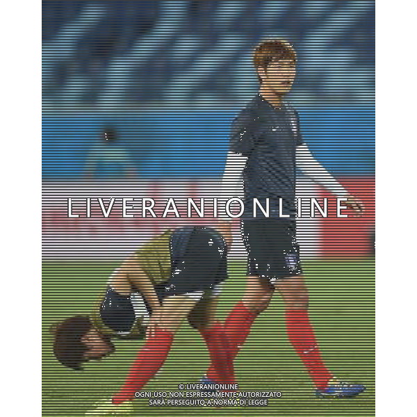 (140616) -- CUIABA, June 16, 2014 () -- Korea Republic\'s Kim Young-Kwon (R) attends a training session of 2014 FIFA World Cup at the Arena Pantanal Stadium in Cuiaba, Brazil, June 16, 2014. (/Liu Dawei)(rh) AG ALDO LIVERANI SAS ONLY ITALY