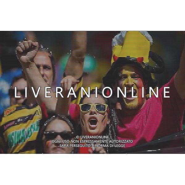 (140617) -- BELO HORIZONTE, June 17, 2014 () -- Fans of Belgium cheer prior to a Group H match between Belgium and Algeria of 2014 FIFA World Cup at the Estadio Mineirao Stadium in Belo Horizonte, Brazil, June 17, 2014.(/Liu Bin)(xzj) AG ALDO LIVERANI SAS ONLY ITALY