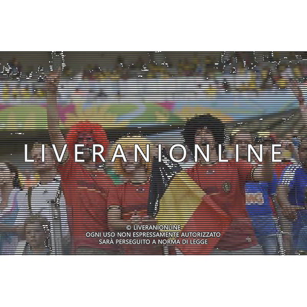 (140617) -- BELO HORIZONTE, June 17, 2014 () -- Belgium\'s fans pose before a Group H match between Belgium and Algeria of 2014 FIFA World Cup at the Estadio Mineirao Stadium in Belo Horizonte, Brazil, June 17, 2014.(/Qi Heng)(rh) AG ALDO LIVERANI SAS ONLY ITALY