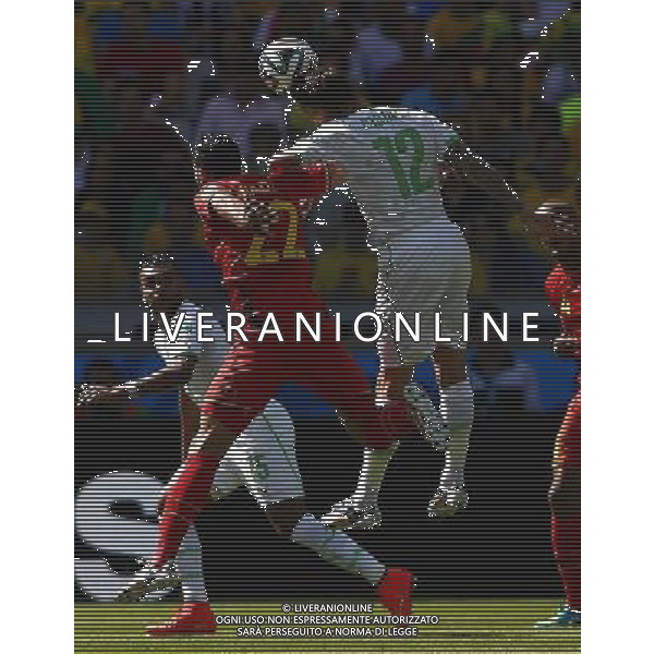 (140617) -- BELO HORIZONTE, June 17, 2014 () -- Algeria\'s Carl Medjani (R) vies with Belgium\'s Nacer Chadli during a Group H match between Belgium and Algeria of 2014 FIFA World Cup at the Estadio Mineirao Stadium in Belo Horizonte, Brazil, June 17, 2014.(/Liu Bin)(xzj) AG ALDO LIVERANI SAS ONLY ITALY