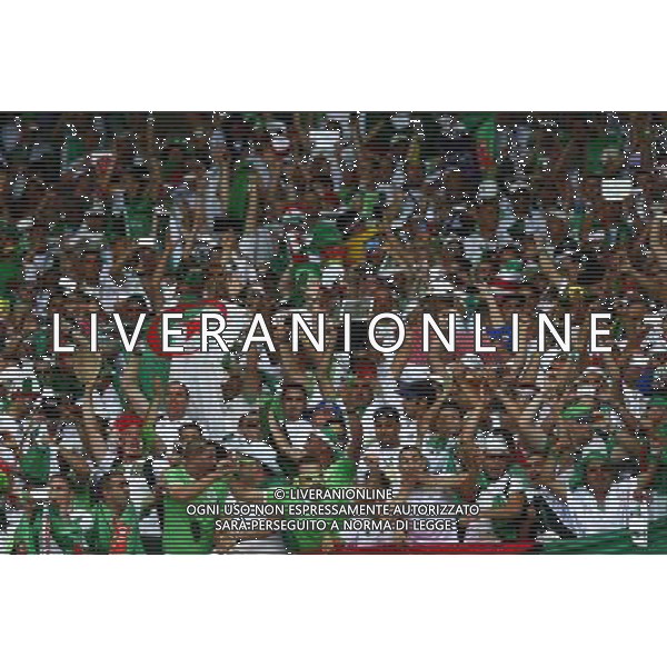 (140617) -- BELO HORIZONTE, June 17, 2014 () -- Fans of Algeria team cheer prior to a Group H match between Belgium and Algeria of 2014 FIFA World Cup at the Estadio Mineirao Stadium in Belo Horizonte, Brazil, June 17, 2014.(/Liu Bin)(xzj) AG ALDO LIVERANI SAS ONLY ITALY